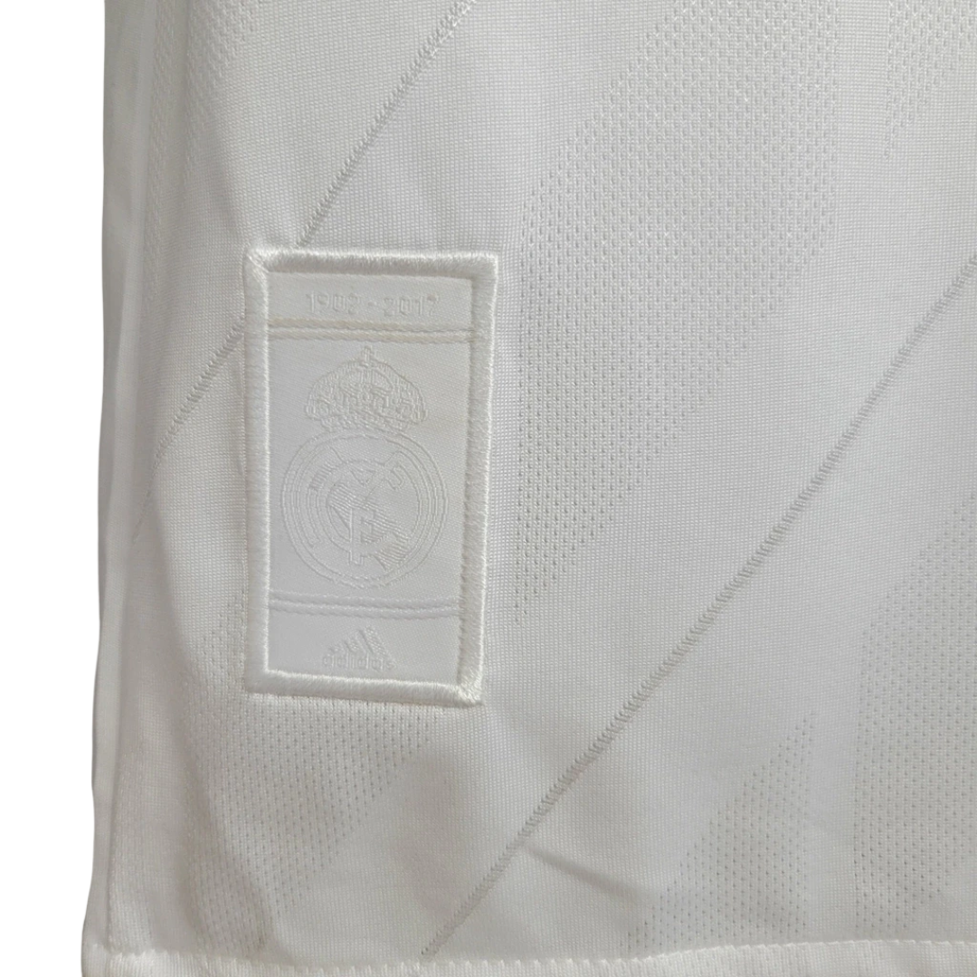 Camisa Retrô Real Madrid I Home Adidas 2017/18 Manga Longa Masculino Branco