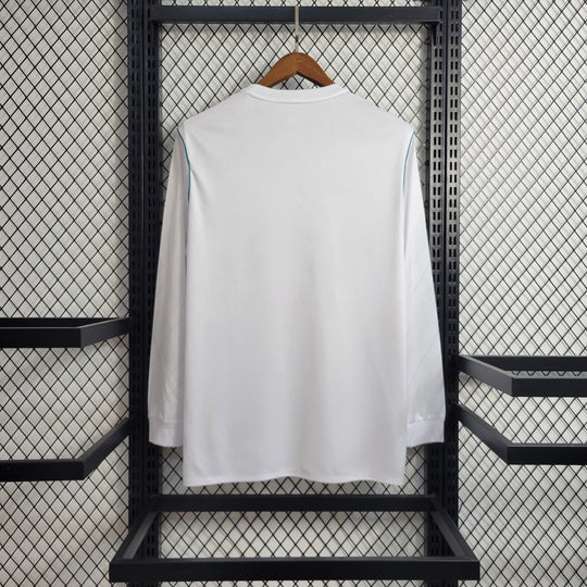 Camisa Retrô Real Madrid I Home Adidas 2017/18  Manga Longa Masculino Branco