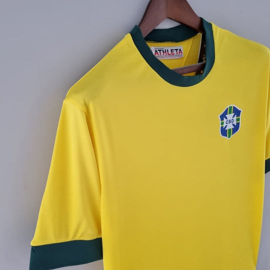 Camisa Retrô 1970 Seleção Brasileira I Masculina - Amarelo e Verde
