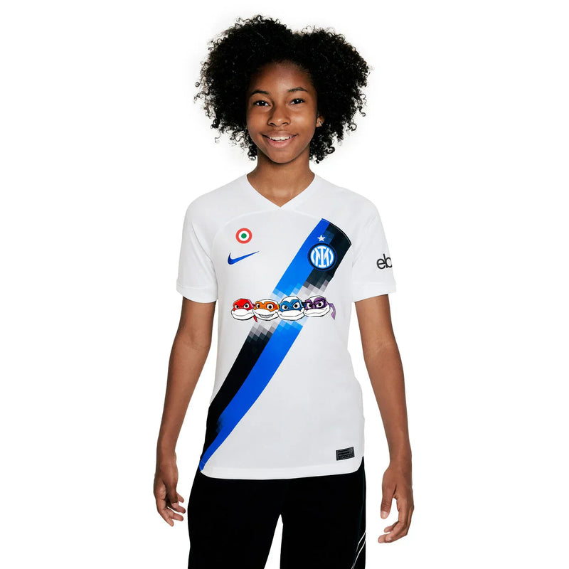Conjunto Infantil Inter de Milão Away Edição Tartarugas Ninja 2024 - Branca