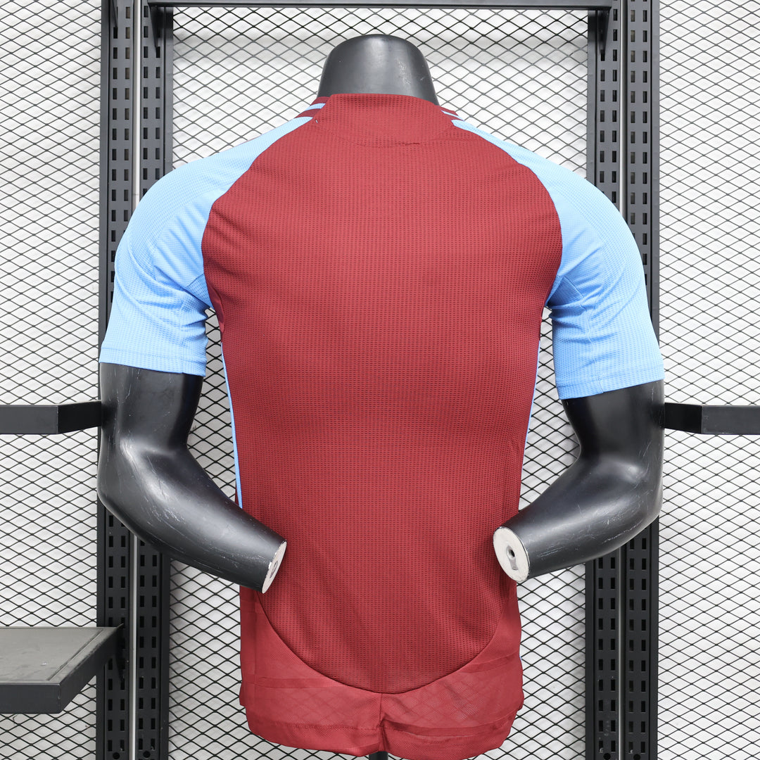Camisa Aston Villa Home 2024/25 Jogador Adidas Masculino - Grená e Azul