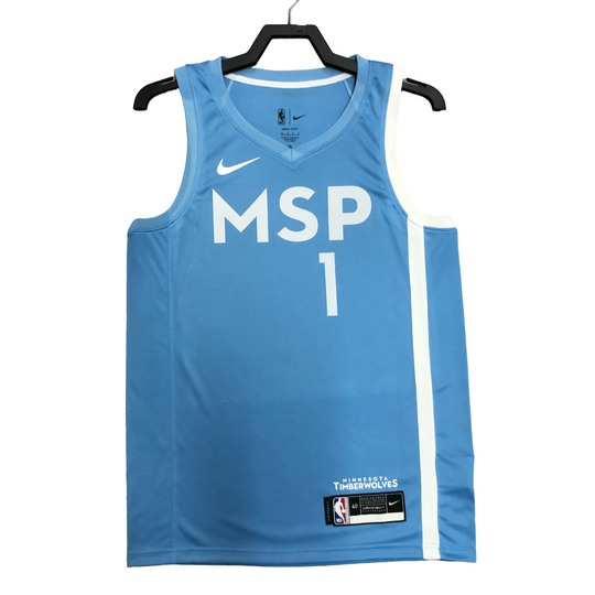 Regata NBA Minnesota Timberwolves City Edition  Nike Authentic Edwards 1 - Azul