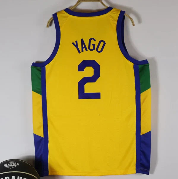 Regata Seleção Brasileira Basquete + Patch CBB e Copa do Mundo 2023 Yago 2 - Amarela