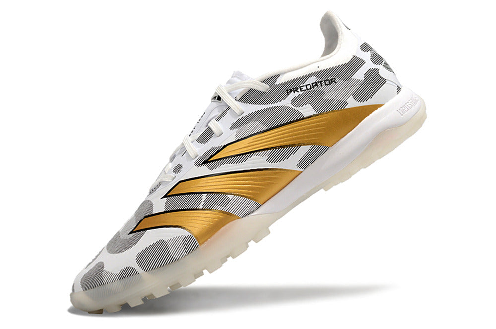 Chuteira Society Adidas Predator Elite 24 TF  - Cinza, Branca e Dourada