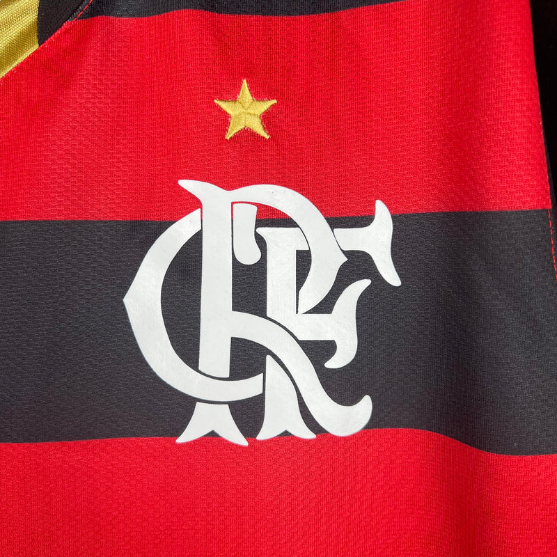 Camisa Retrô Flamengo I 2008/09 Nike Manga Longa Masculina - Vermelha e Preta