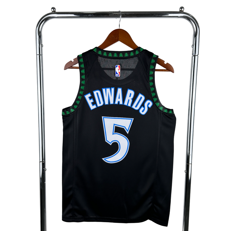 Regata NBA Minnesota Timberwolves Retrô Nike Authentic Edwards 5 - Preta