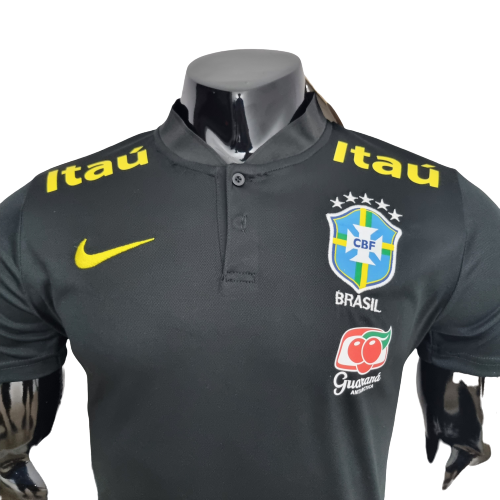 Camisa Brasil Polo Gola Baixa  Preta - Masculina