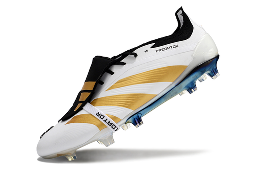 Chuteira Adidas Predator Elite Tongue FG - Branca e Dourada