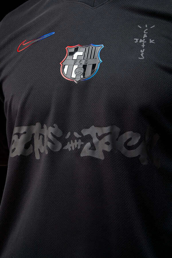 Camisa Barcelona X Travis Scott Home Edição Especial 24/25 - Torcedor Nike Masculino - Preto