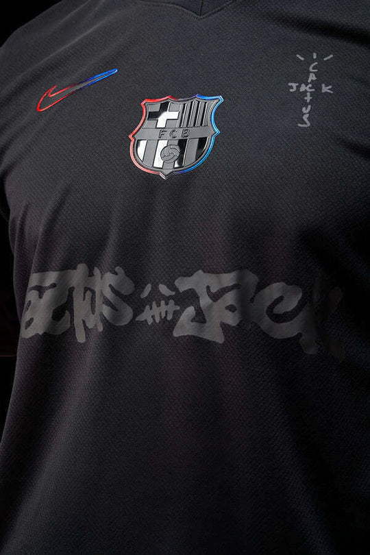 Camisa Barcelona X Travis Scott Home Edição Especial 24/25 - Torcedor Nike Masculino - Preto