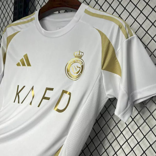 Camisa Al Nassr III 24/25 Adidas Masculina - Branco e Dourado