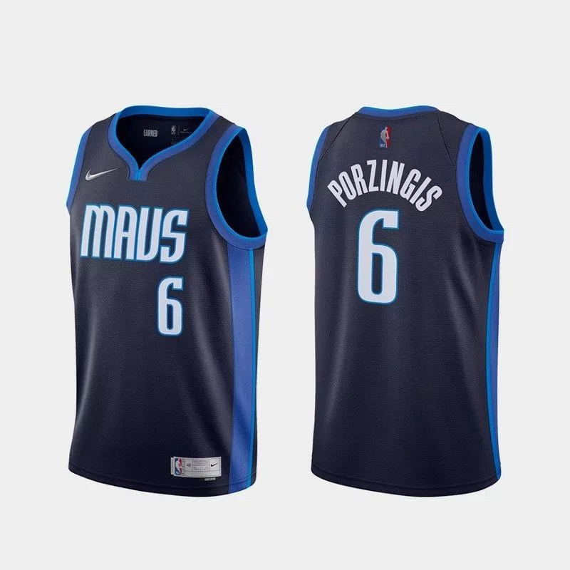 Regata NBA Dallas Mavericks Earned Edition 20/21 Nike Authentic Swingman Porzingis 6 - Azul